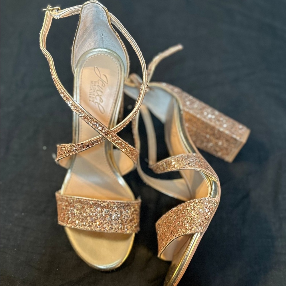 Jewel Badgley Mishka Cook Block Heel Glitter